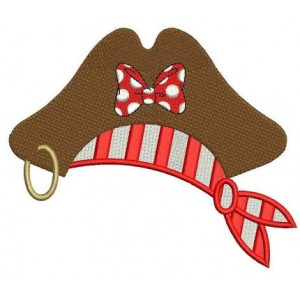 Girl Pirate Hat Machine Embroidery Filled Digitized Design Pattern